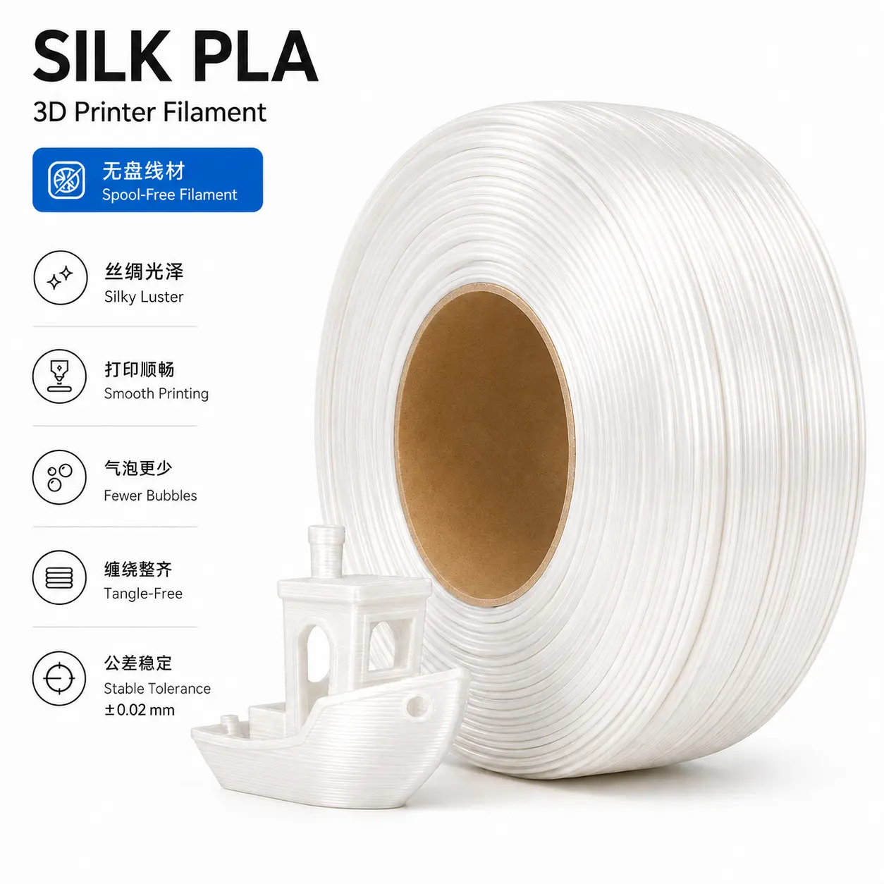 白色无盘PLA丝绸线材